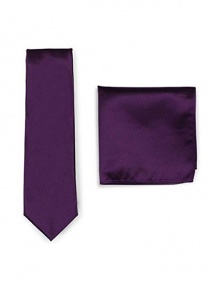 Set Krawatte Einstecktuch purpur strukturiert