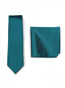 Set Krawatte Ziertuch blaugrün strukturiert