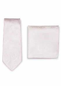 Set stropdas en zakdoek Paisley motief blush-rosé