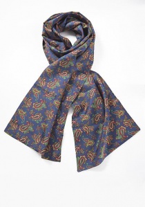 Heren sjaal met bloemmotief Middernachtblauw