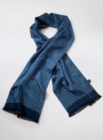 Doubleface das sjaal Paisley patroon donkerblauw