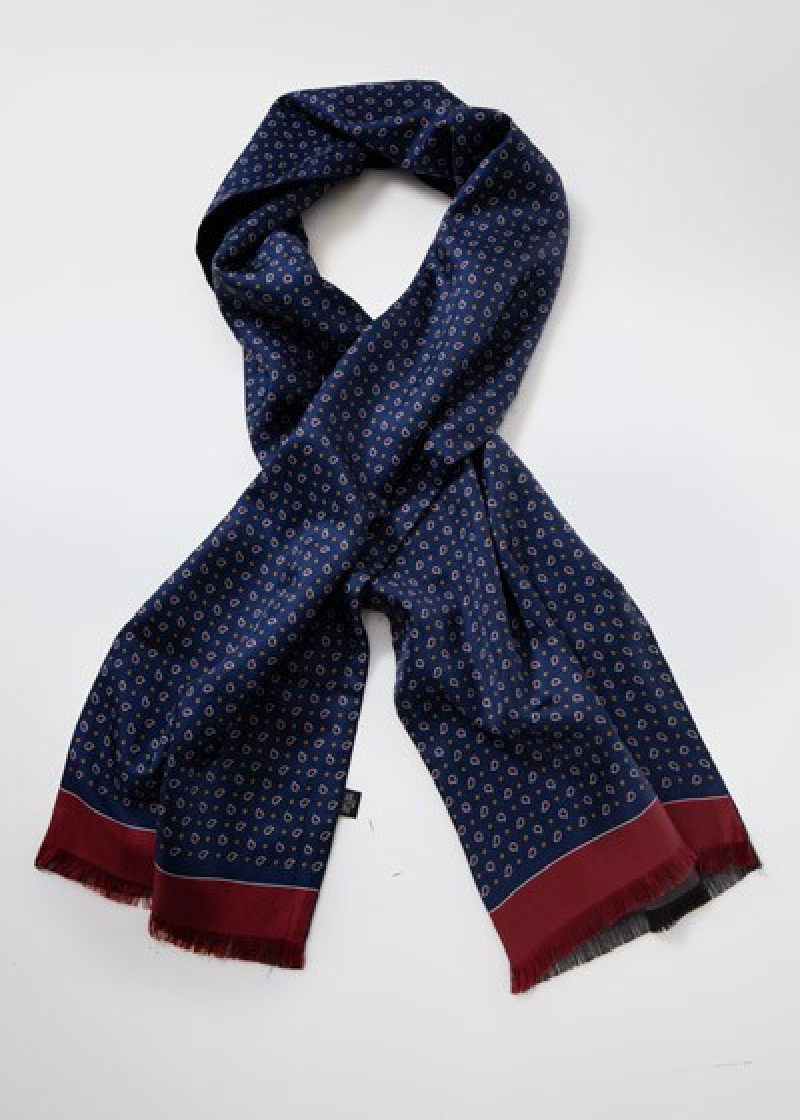 Doubleface Dassjaal Paisley Motief Marine Blauw