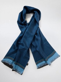 Zijden sjaal Ornamenten Doubleface marineblauw