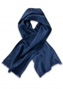 Zijden sjaal breed ornament look marineblauw