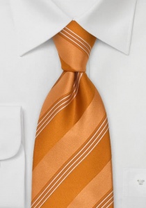 Extra lange stropdas met oranje strepen