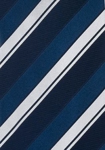 stropdas XXL met strepen design in blauw zilver