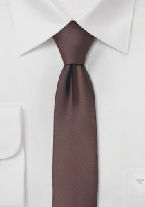 Smalle zijden stropdas bruin