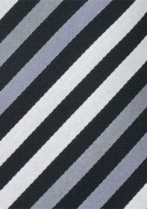 Stropdas zwart grijs gestreept