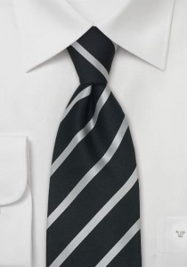 Zakelijke stropdas zwart met zilveren strepen