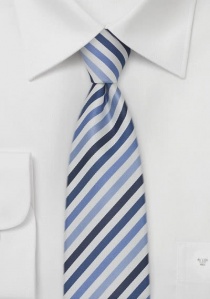 Smalle zijden stropdas blauw wit