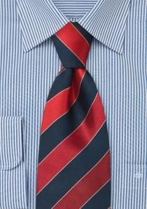 Zijden clip stropdas rood blauw