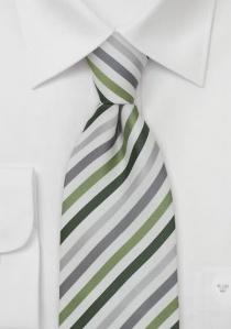 Zijden clip stropdas groen zilver