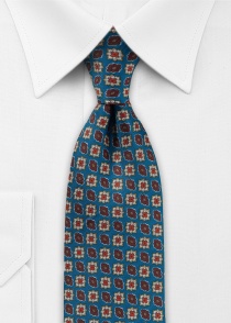 Zijden stropdas ornamenten blauw