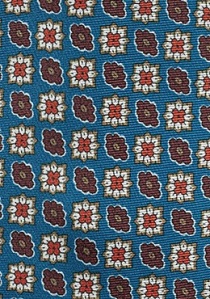 Zijden stropdas ornamenten blauw