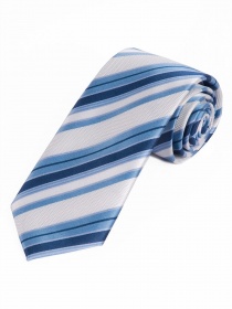 Krawatte XXL  stilvolles Streifen-Dessin weiß eisblau marineblau