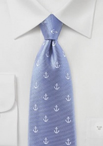 Zakelijke stropdas ankerpatroon hemelsblauw