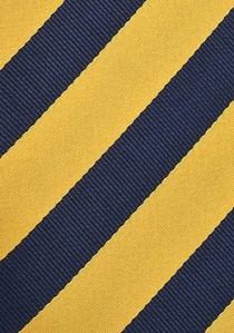 Krawatte gelb dunkelblau Streifenmuster