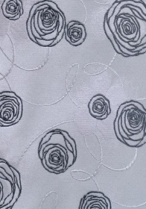 Stropdas zilver zwart rozenpatroon