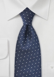 stropdas XXL stippen navyblauw en zilver