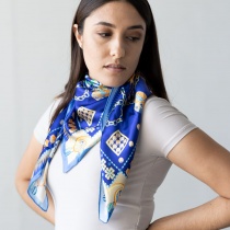 Design Damessjaal zijde Hemelsblauw Donkerblauw
