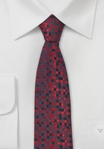 Smalle Zijde stropdas zwart rood
