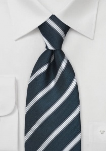 Zijden clip stropdas blauw zilver