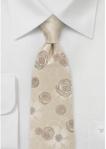 Businesskrawatte Rosen-Pattern beige