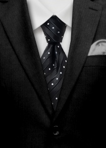 Brede stropdas strepen polka dots inkt zwart