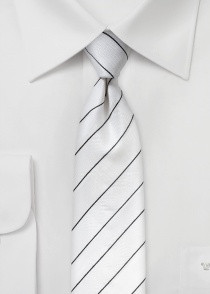 Extra lange stropdas voor heren Dunne lijnen Wit