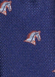 Modieuze paarden stropdas marineblauw