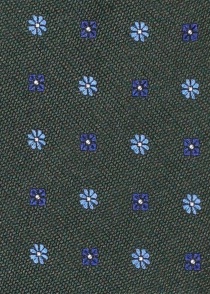 Zijden stropdas bloemenpatroon olijfkleurig