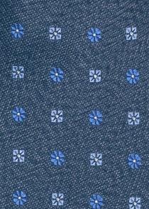 Zijden stropdas met bloemmotief denimblauw
