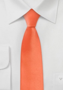 Smalle zijden stropdas oranje