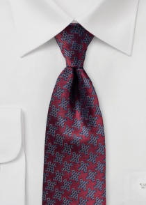 Zijden stropdas rood geometrisch patroon