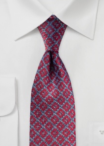 Zijden stropdas medium rood geometrisch patroon