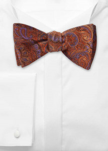 Zelfbinder Strik Oranje Paisley Motief