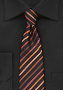 Smalle Zijde stropdas zwart oranje