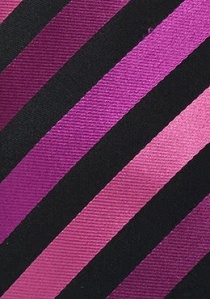 Stijlvoelle stropdas gestreept magenta en zwart