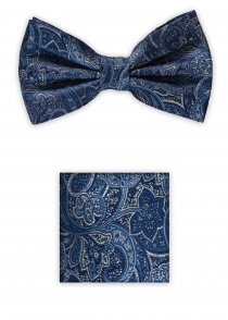 Set: strik en sjaal met paisleymotief marineblauw