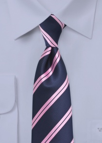 Zakelijke XXL-stropdas donkerblauw roze