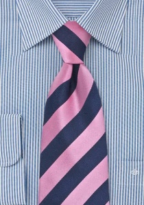 Kinderstropdas roze en donkerblauw met strepen