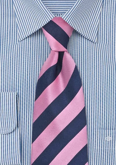 Kinderstropdas roze donkerblauw strepen | Stropdas-Mode