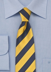 Smalle stropdas geel en blauw gestreept