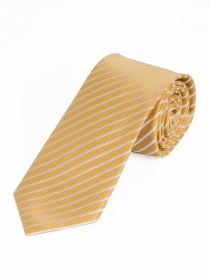 Krawatte dünne Streifen gelb perlweiß