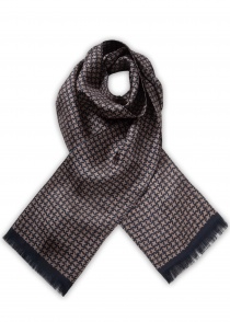 Zijden sjaal met patroon (zwart / beige)