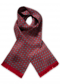 Zijden sjaal met patroon (rood/blauw)