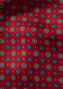 Zijden sjaal met ornamenten (rood/blauw-beige)