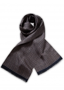 Grote zijden sjaal met patroon (zwart/beige)