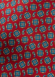 Gevoerde zijden sjaal met patroon (rood/blauw)