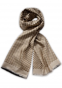 Gevoerde zijden sjaal met ornamenten (beige/bruin)